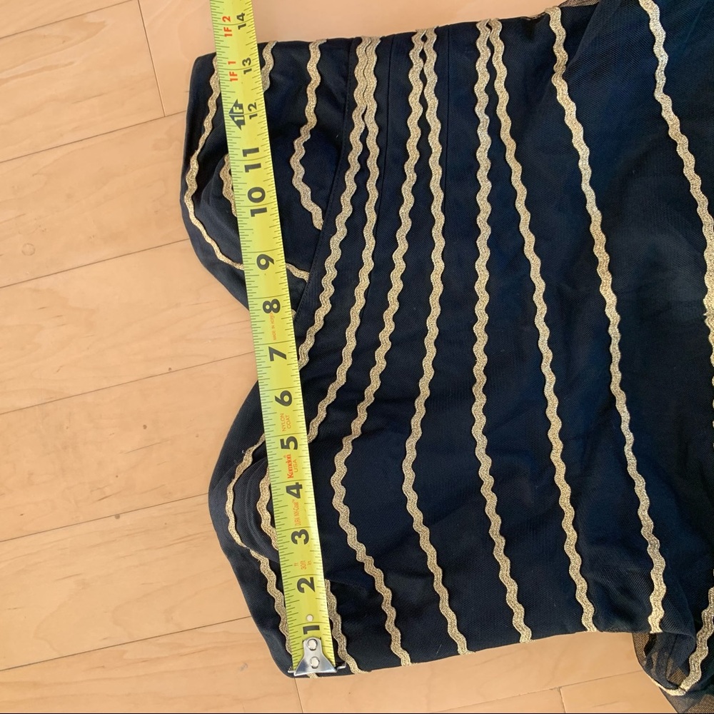 Hitherto (ANTHRO) black strapless dress, gold stri - Picture 6 of 8